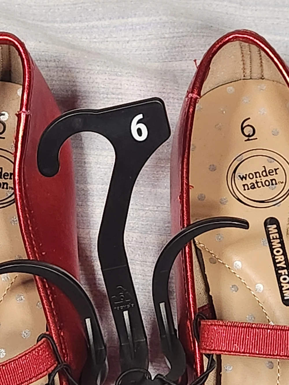 Wonder Nation Girls Metallic Red Mary Jane Ballet Flats Shoes Memory Foan Size 6